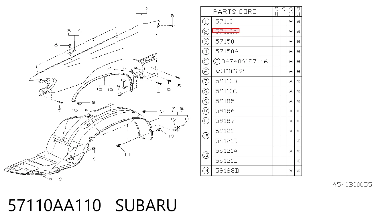 Переднє ліве крило на Subaru Legacy I BC