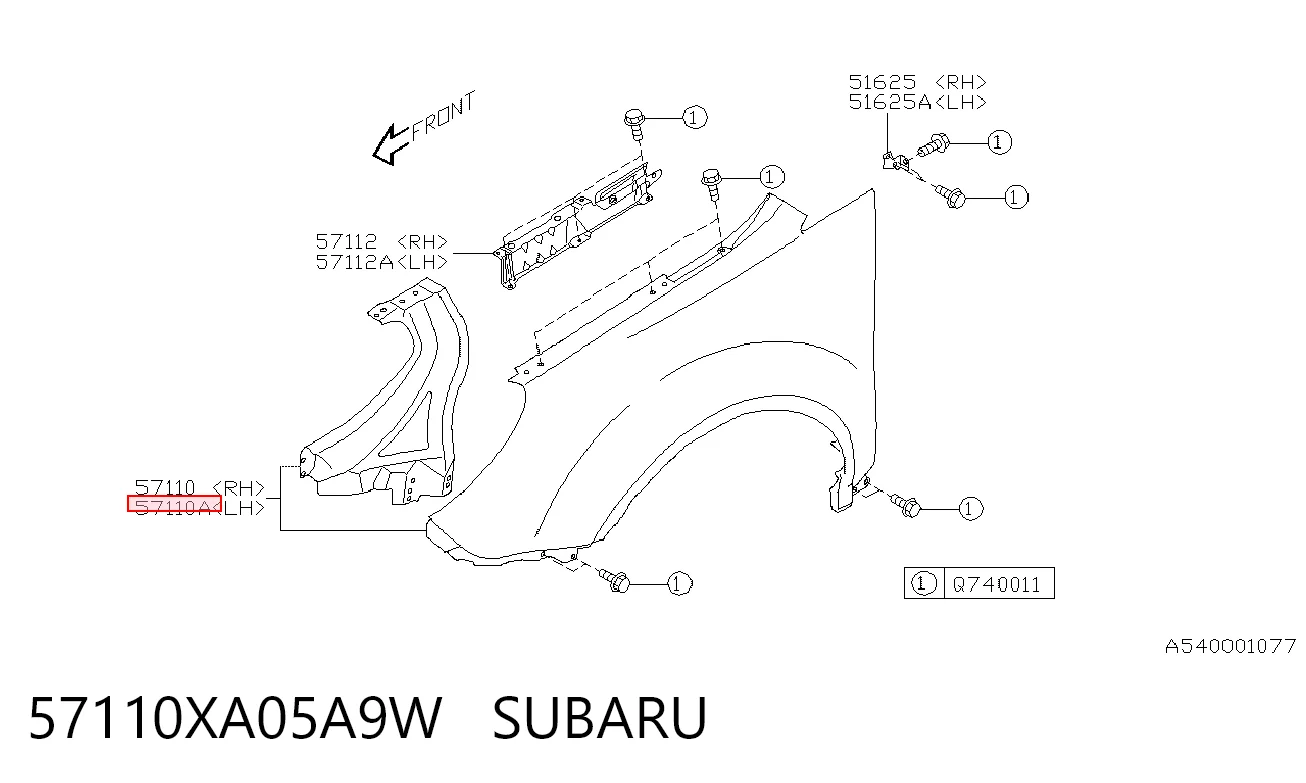 Переднє ліве крило на Subaru Tribeca B9 