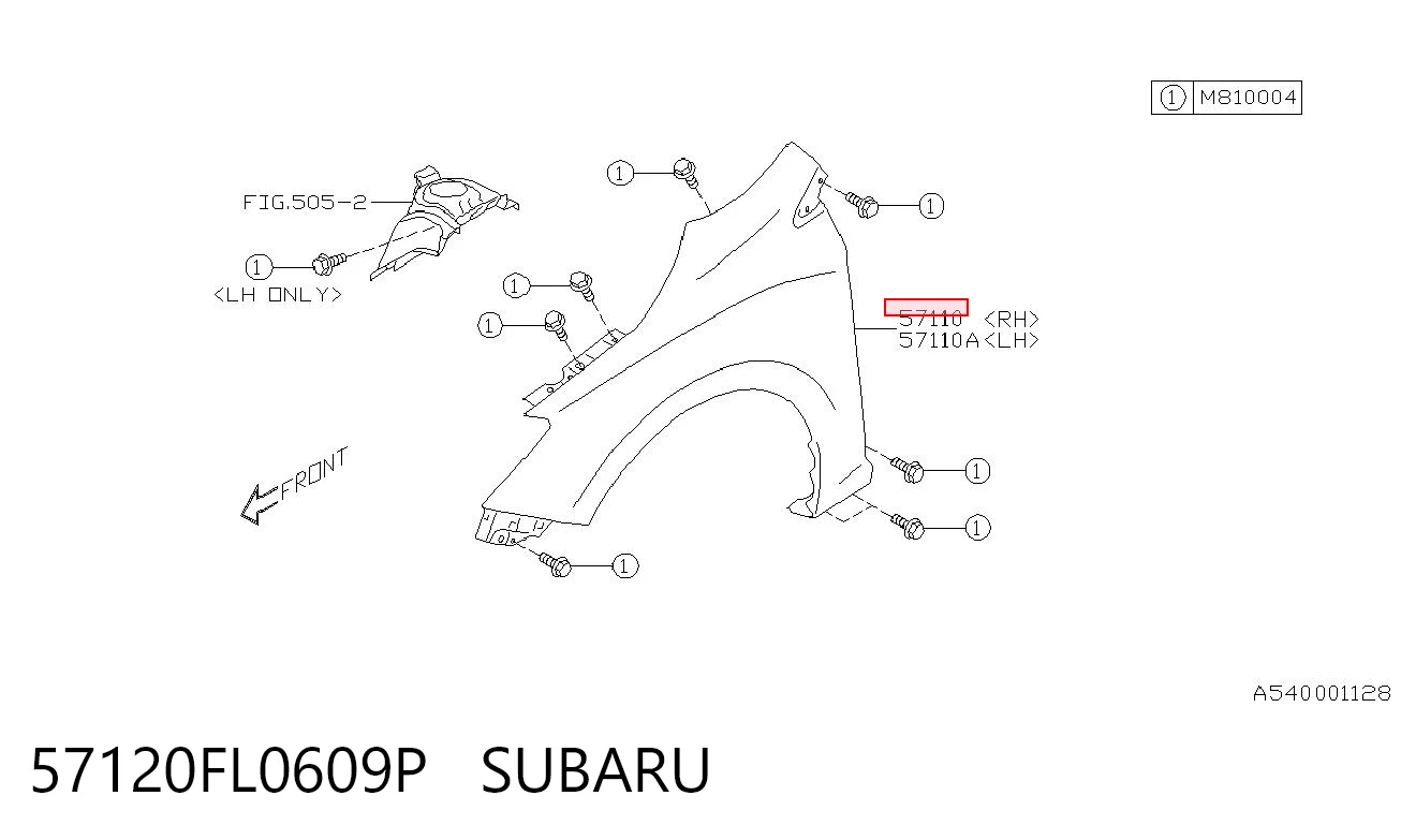 57120FL0609P Subaru Крило переднє праве