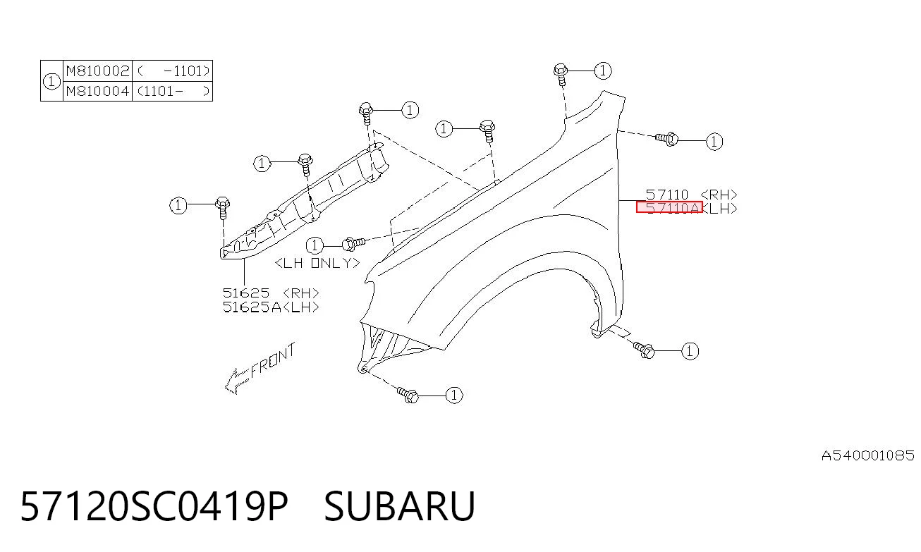 Ліве переднє крило Subaru Forester III позашляховик (S12, SH) (2007 - 2012) ціна, від 53.66 USD