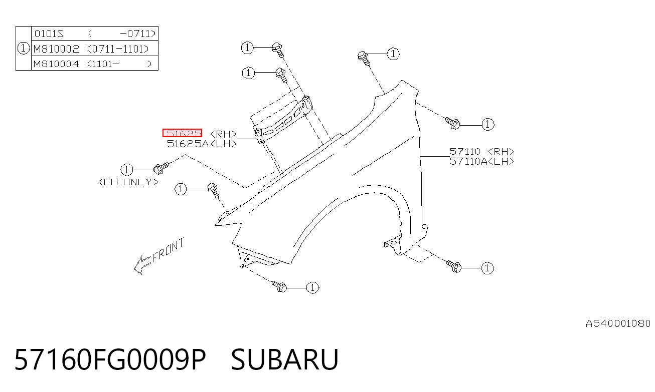 57160FG0009P Subaru 