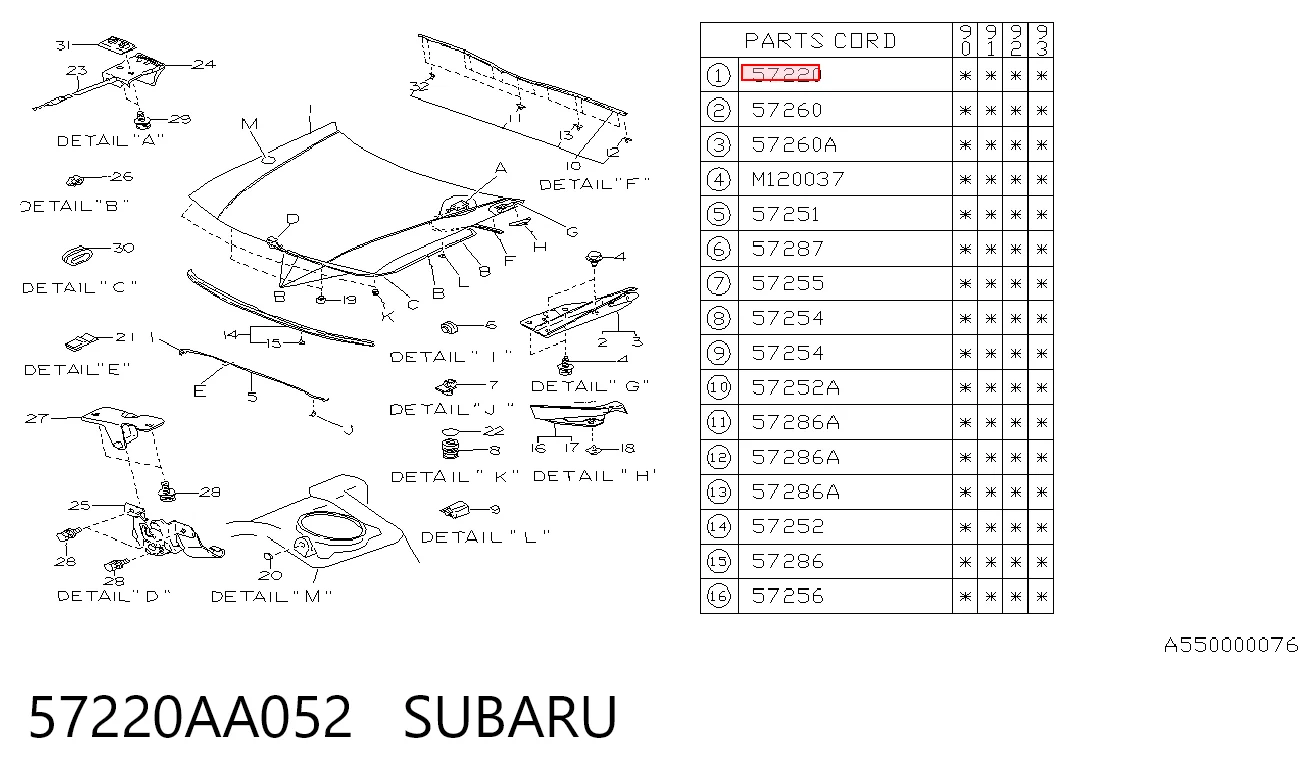 Капот Subaru Legacy I седан (BC) (1989 - 1994) ціна, від 241.53 USD
