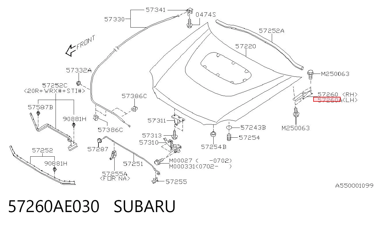 57260AE030 Subaru Завіс капота, лівий
