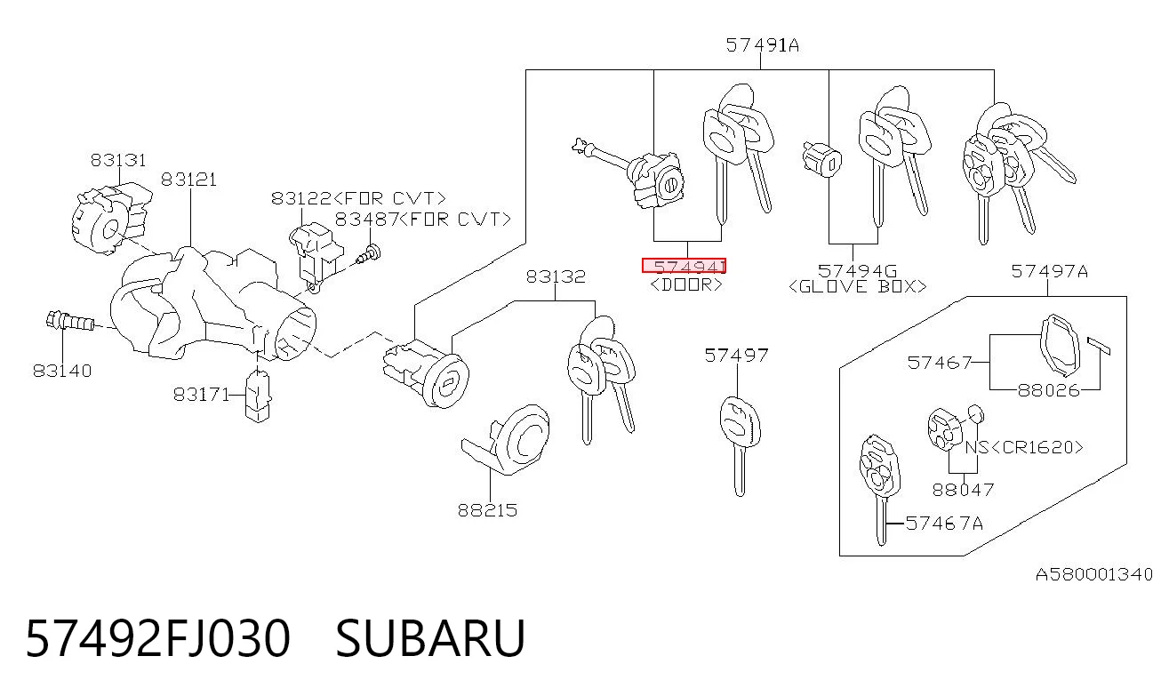 57492FJ030 Subaru 