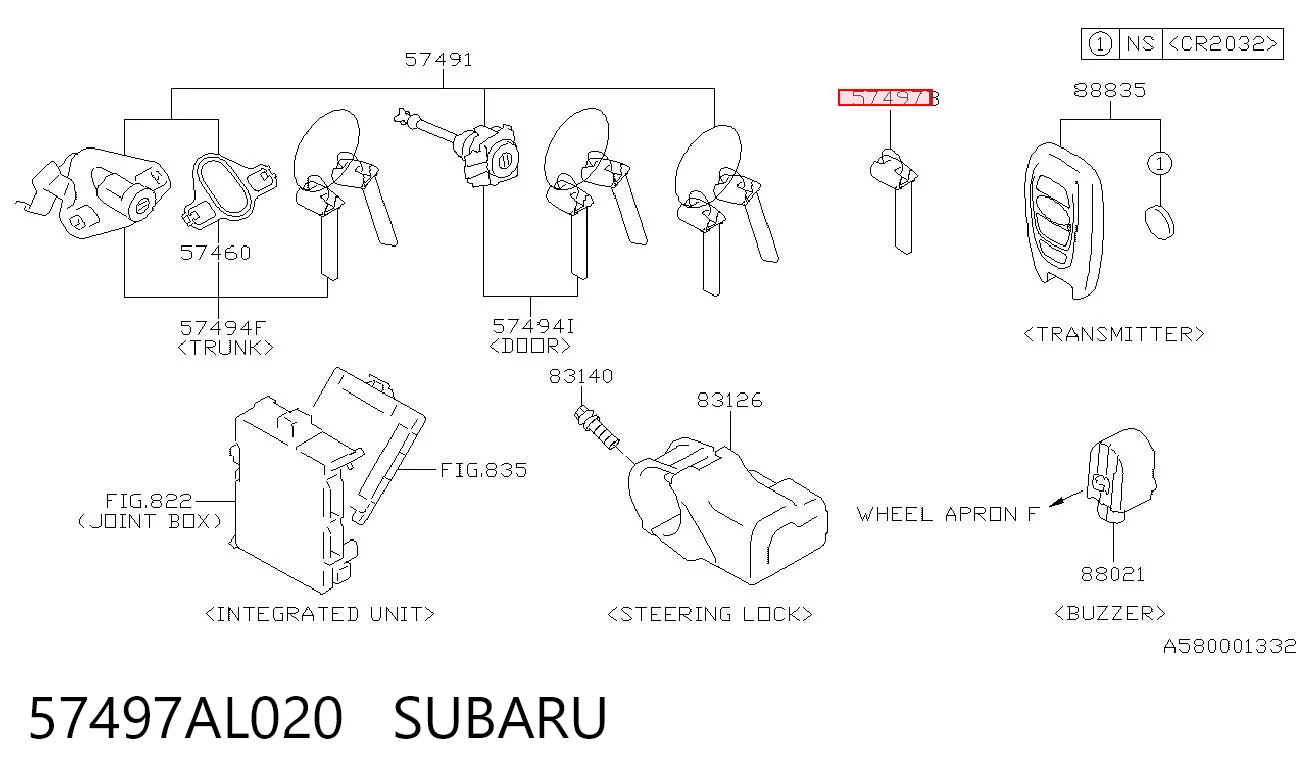 57497AL020 Subaru 