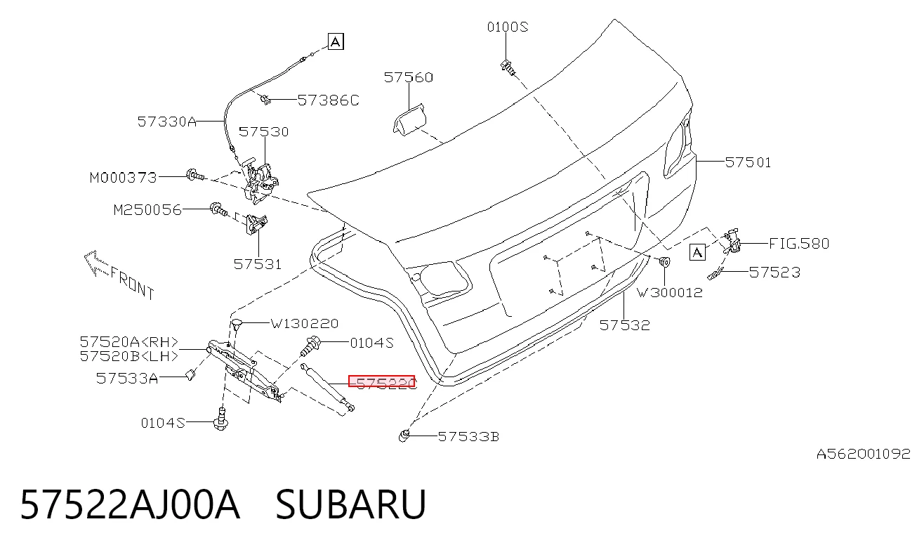 57522AJ00A Subaru Стійка капота