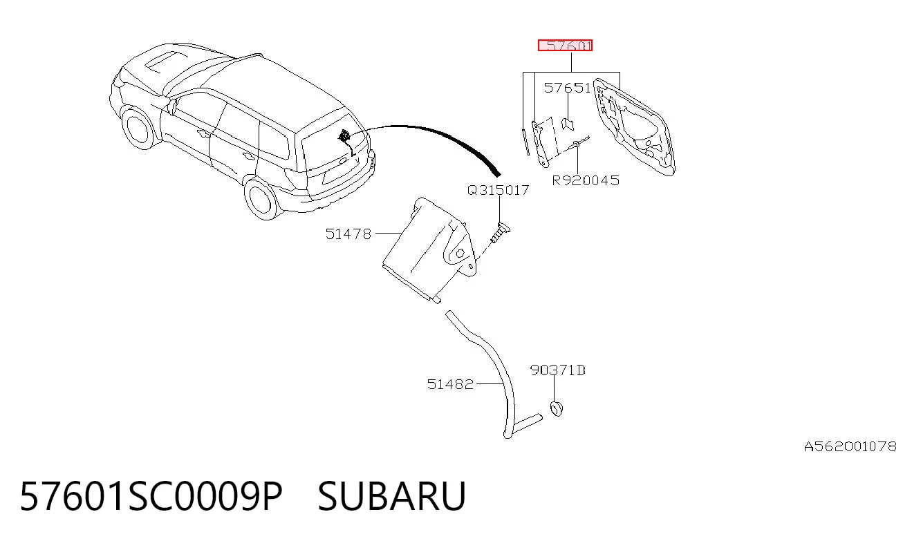 57601SC0009P Subaru Дверцята бензобака