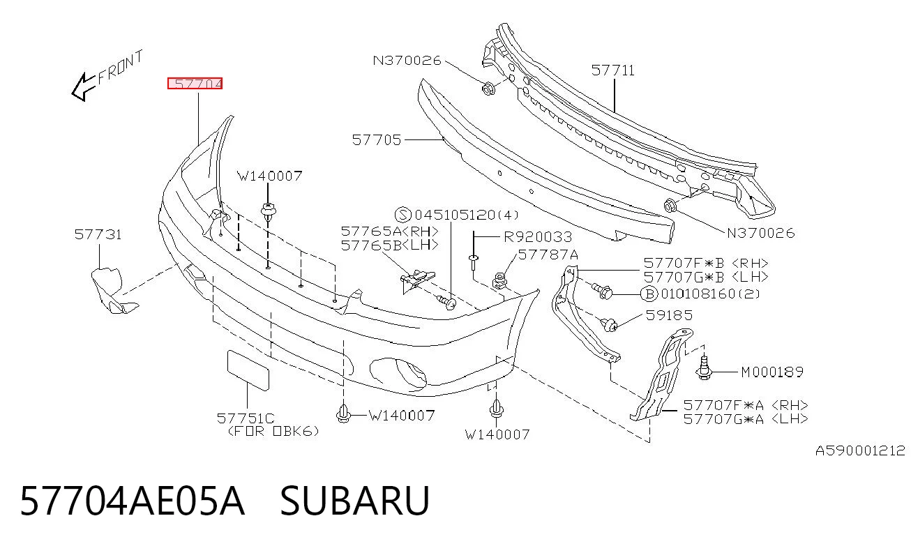 57704AE05A Subaru Бампер передній в зборі