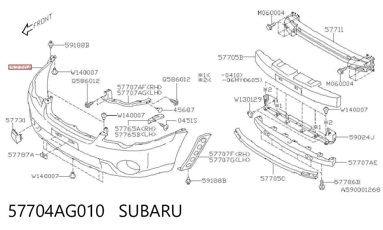 Бампер передній в зборі на Subaru Outback III B13, BP