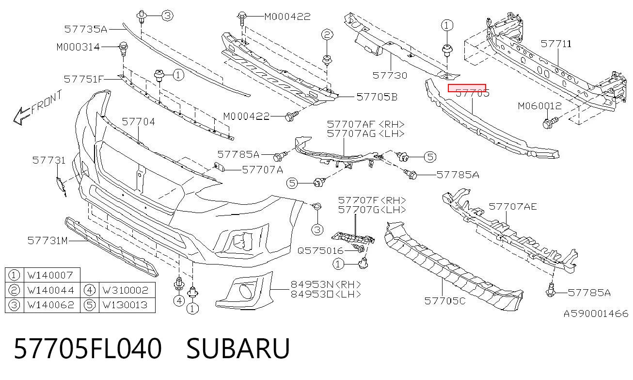 57705FL040 Subaru Наповнювач бампера переднього