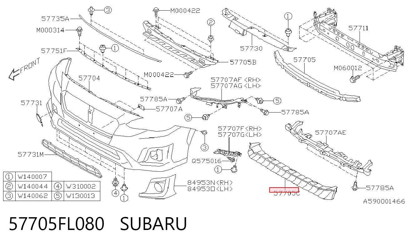 57705FL080 Subaru Наповнювач бампера переднього
