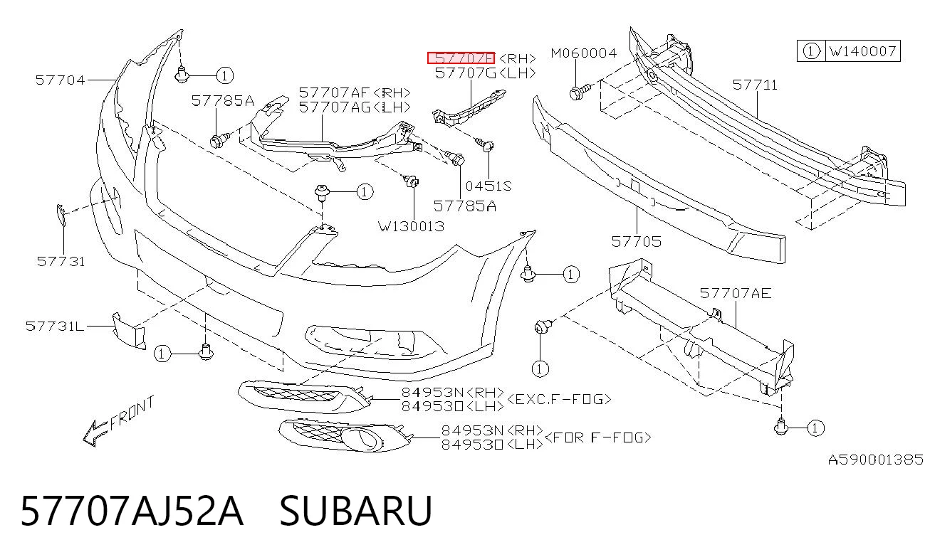 57707AJ52A Subaru Праве кріплення переднього бампера