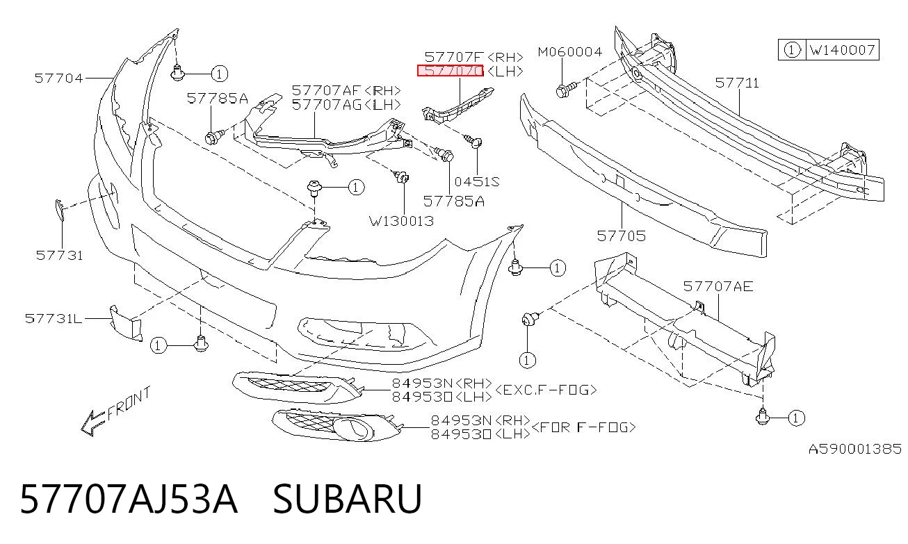 57707AJ53A Subaru Кронштейн бампера переднього, зовнішній лівий