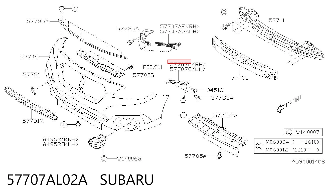 57707AL02A Subaru Кронштейн бампера переднього, зовнішній правий