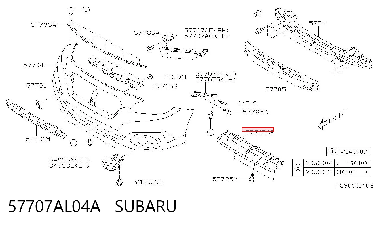 57707AL04A Subaru Кронштейн бампера переднього, центральний