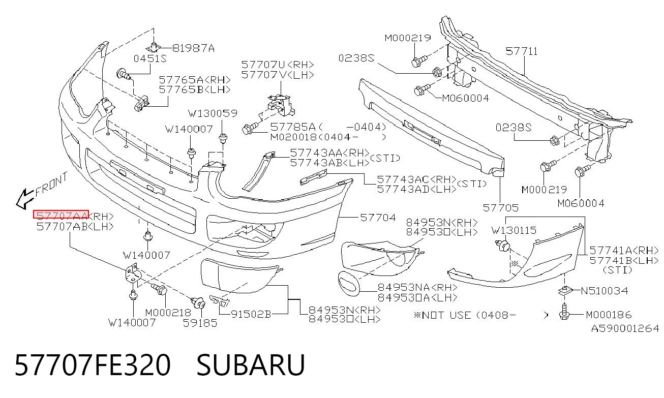 57707FE320 Subaru Кронштейн бампера переднього, правий
