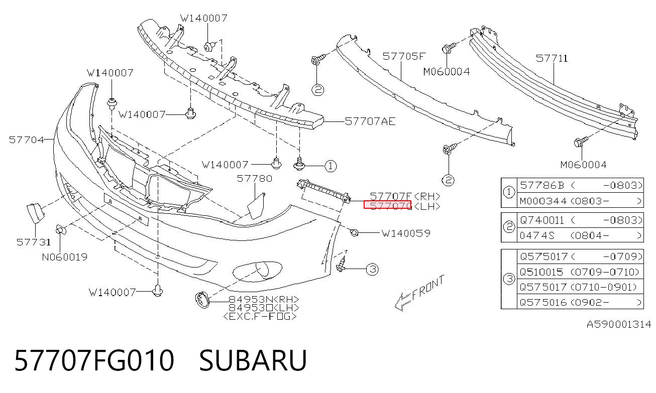 57707FG010 Subaru Кронштейн бампера переднього, зовнішній лівий