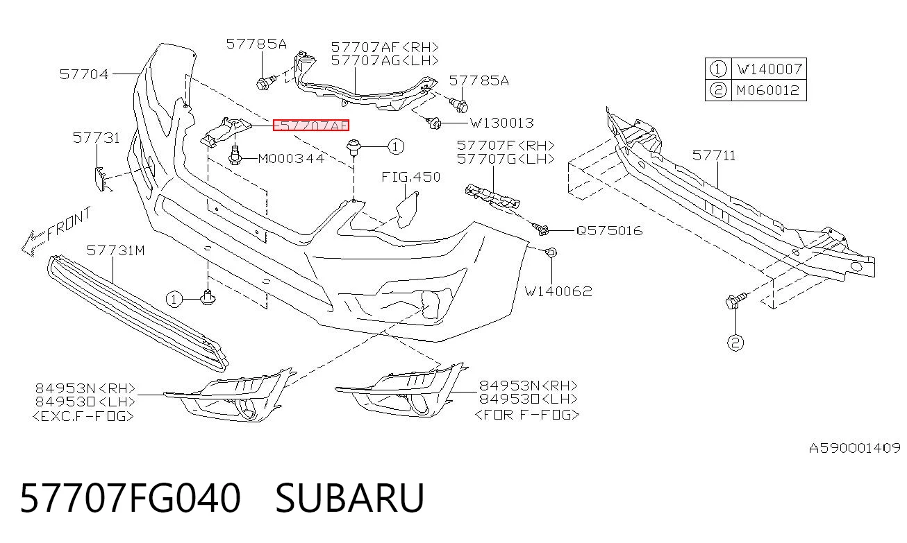 57707FG040 Subaru Кріплення бампера переднього