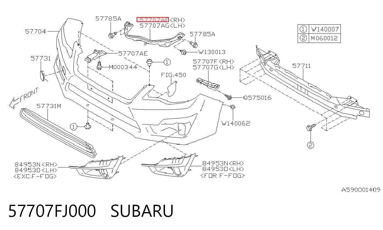 57707FJ000 Subaru Кронштейн-адаптер кріплення фари передньої, правої