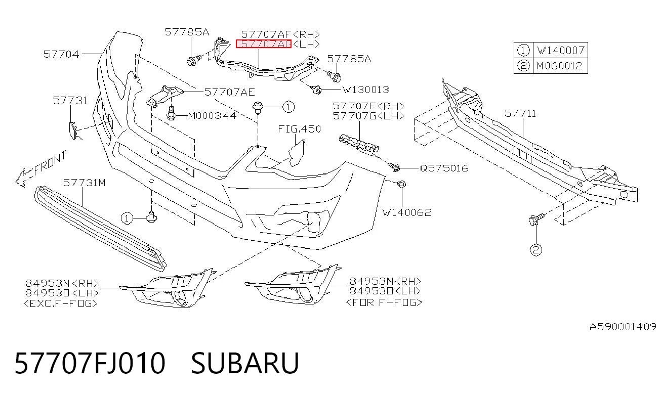 57707FJ010 Subaru Лівий кронштейн переднього бампера
