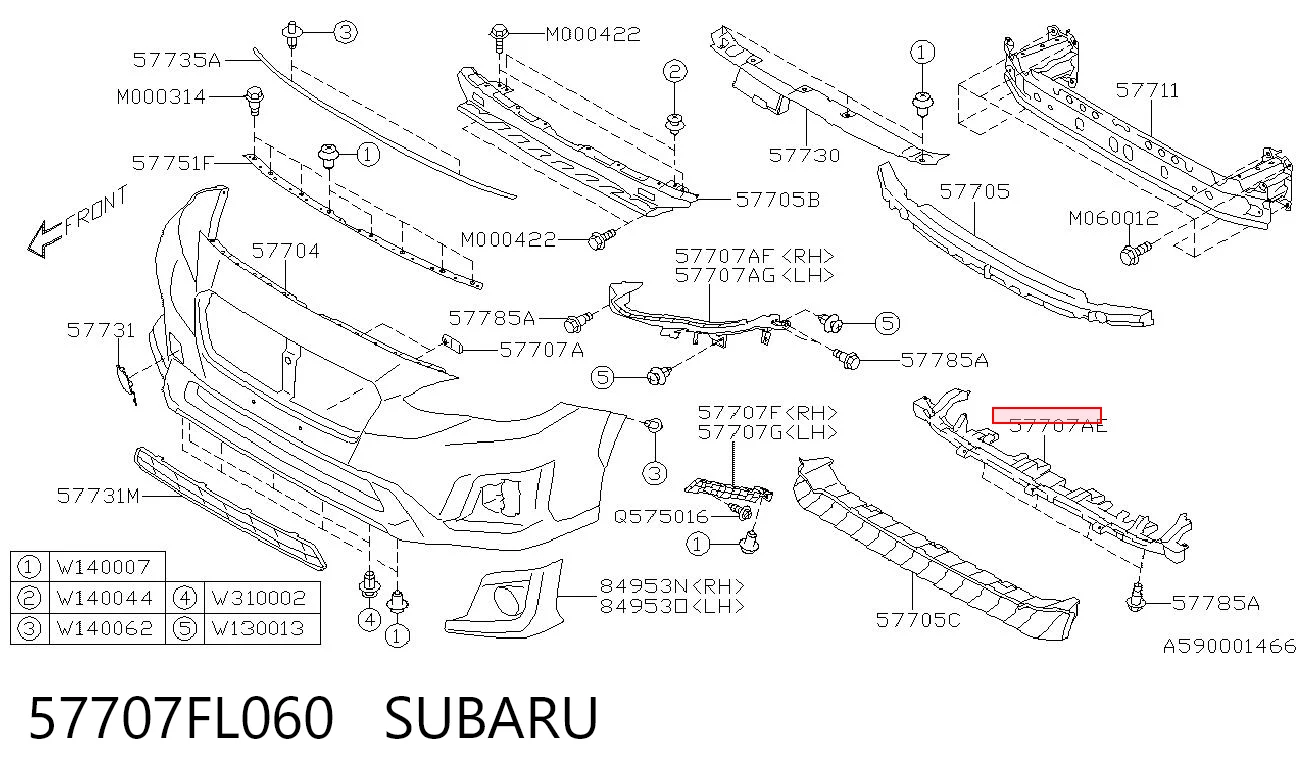 57707FL060 Subaru Кронштейн бампера переднього, центральний