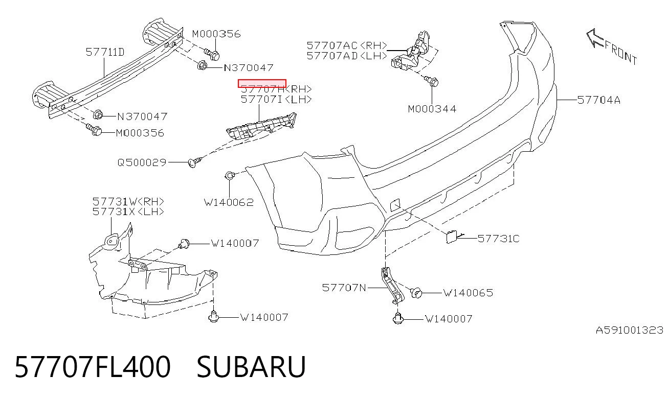 57707FL400 Subaru Кронштейн бампера заднього, правий