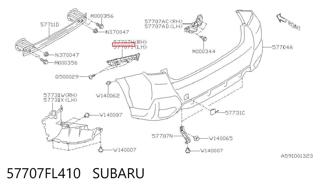 57707FL410 Subaru Кронштейн бампера заднього, зовнішній лівий