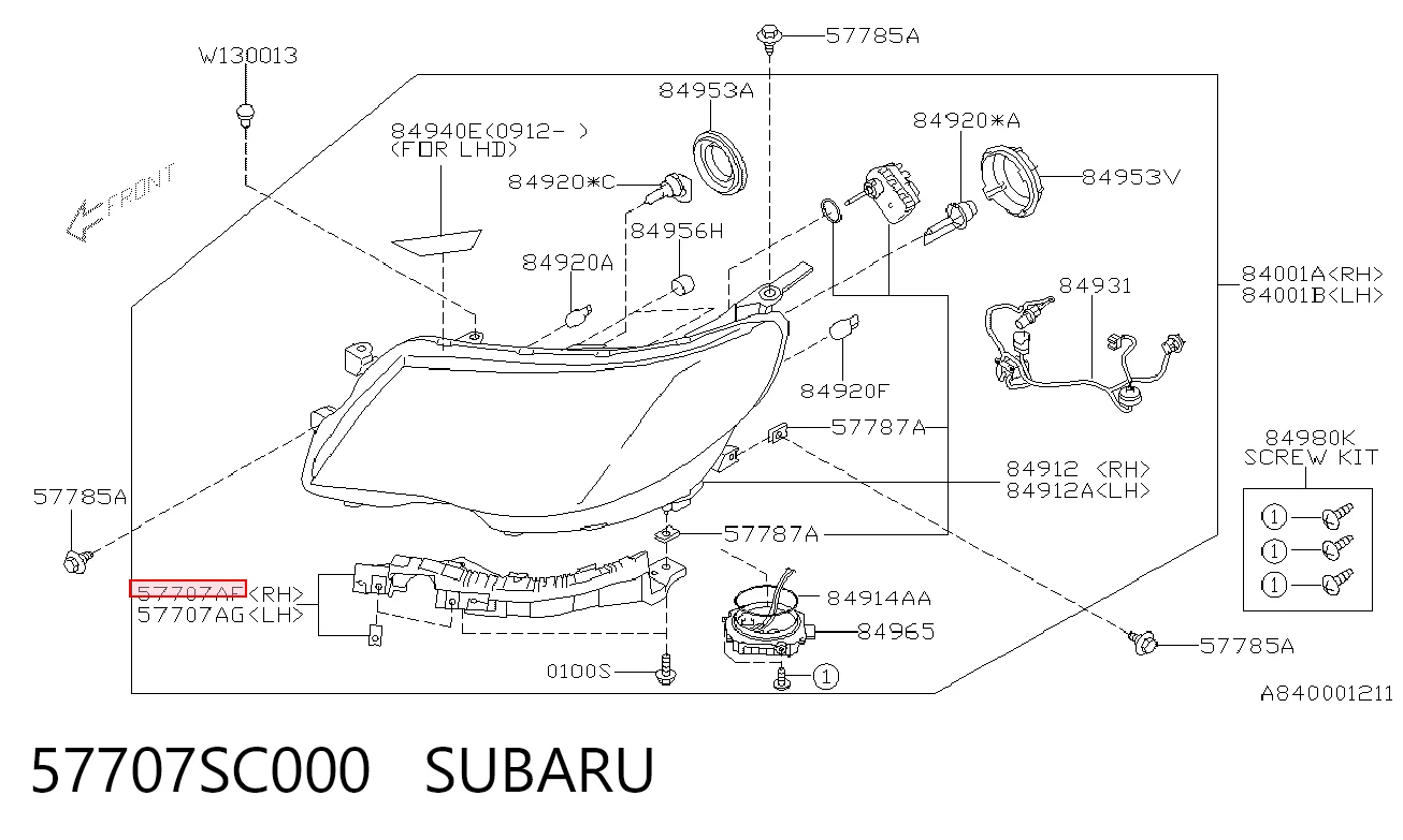 57707SC000 Subaru Кронштейн-адаптер кріплення фари передньої, правої