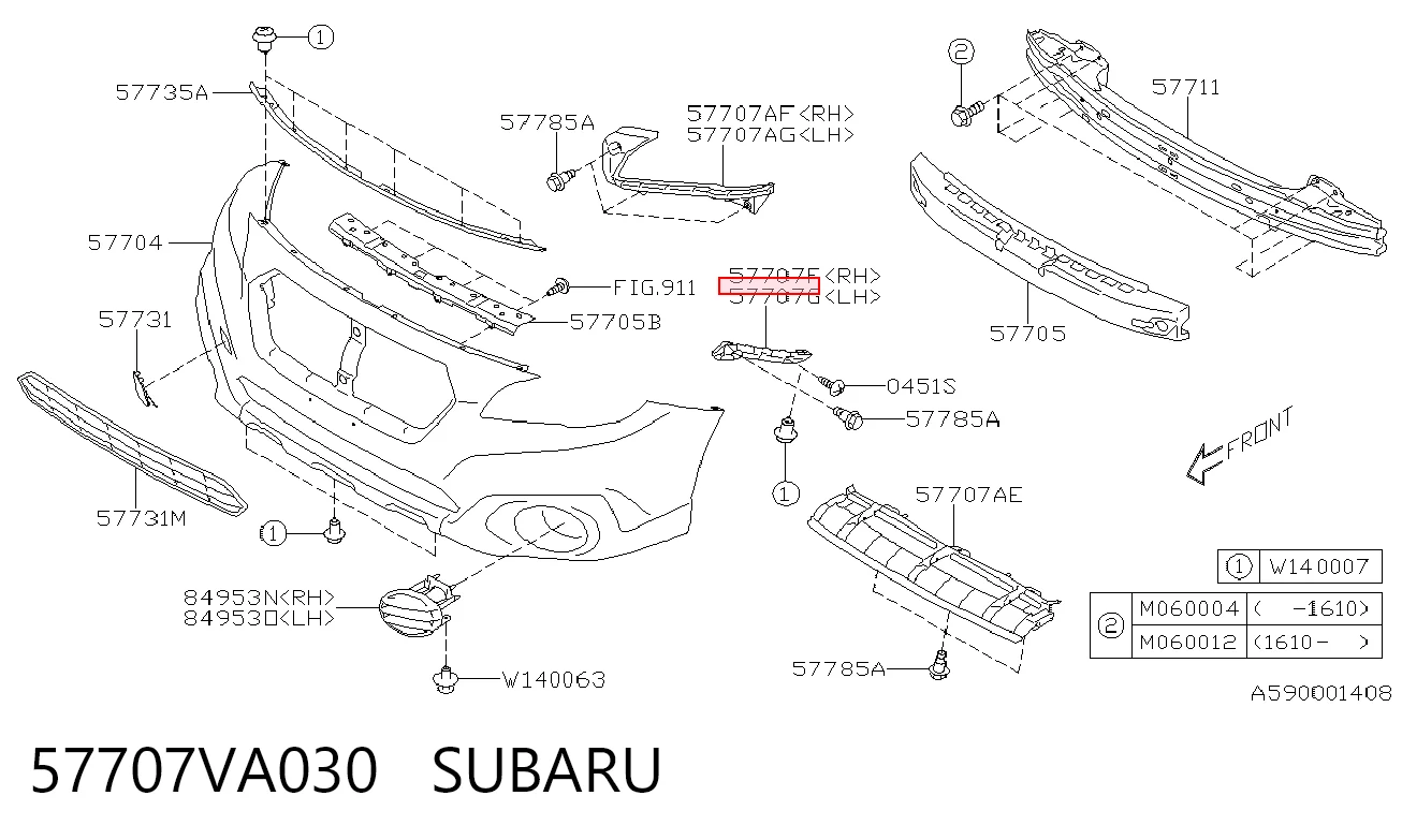 57707VA030 Subaru Кронштейн бампера переднього, зовнішній лівий