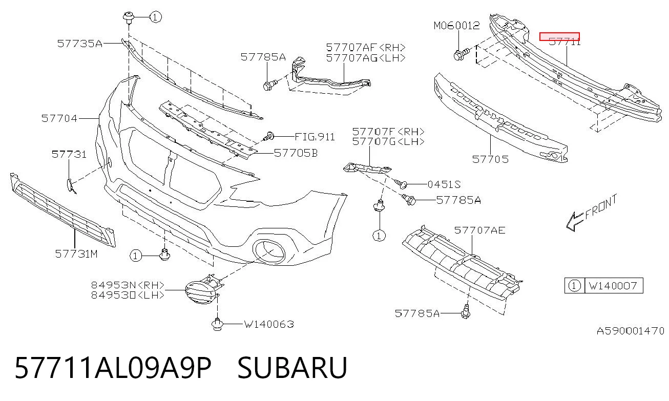 57711AL09A9P Subaru Балка бампера переднього