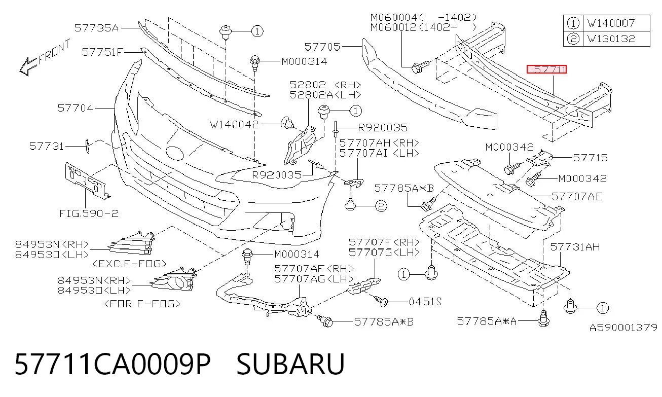 57711CA0009P Subaru Балка бампера переднього