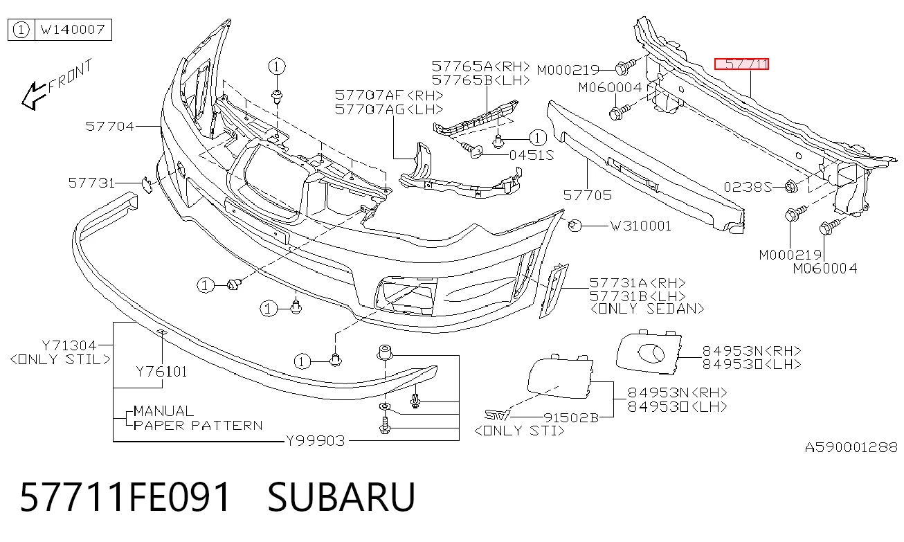 Балка бампера переднього на Subaru Impreza II GD
