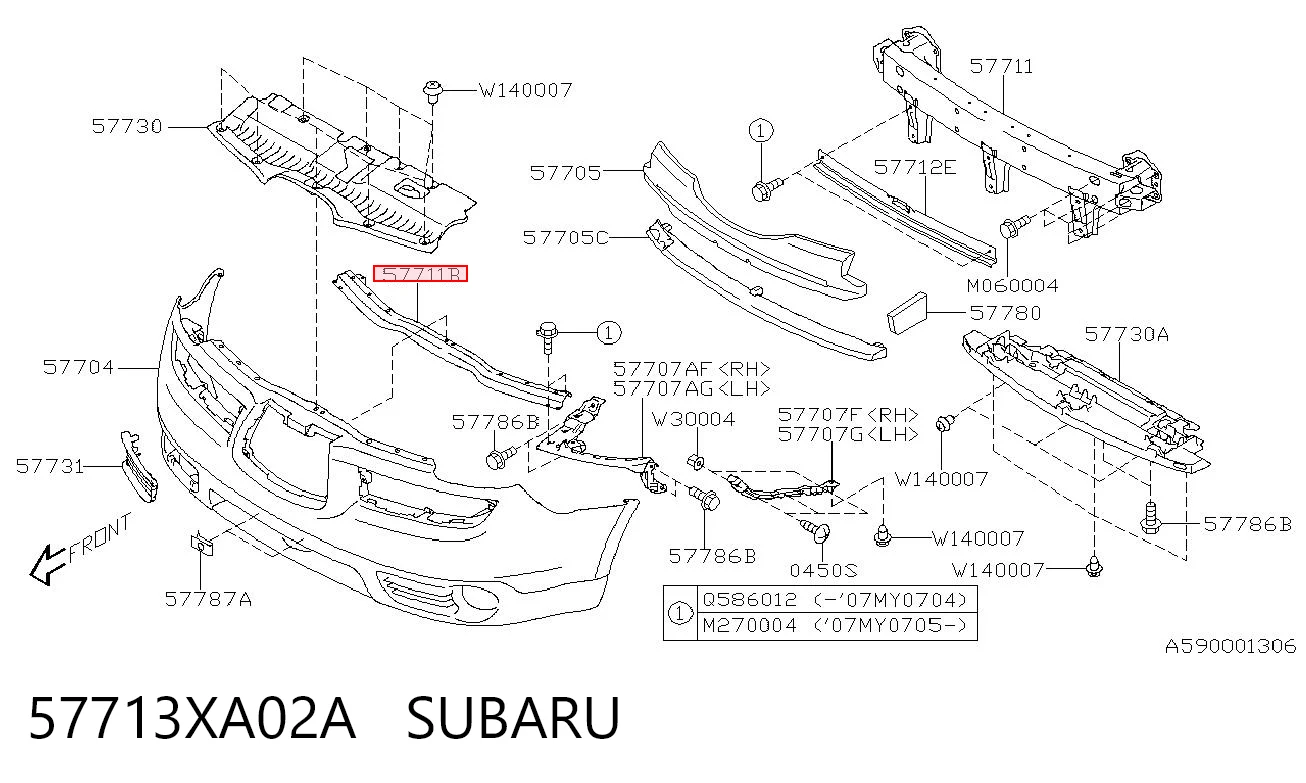 57713XA02A Subaru Балка бампера переднього