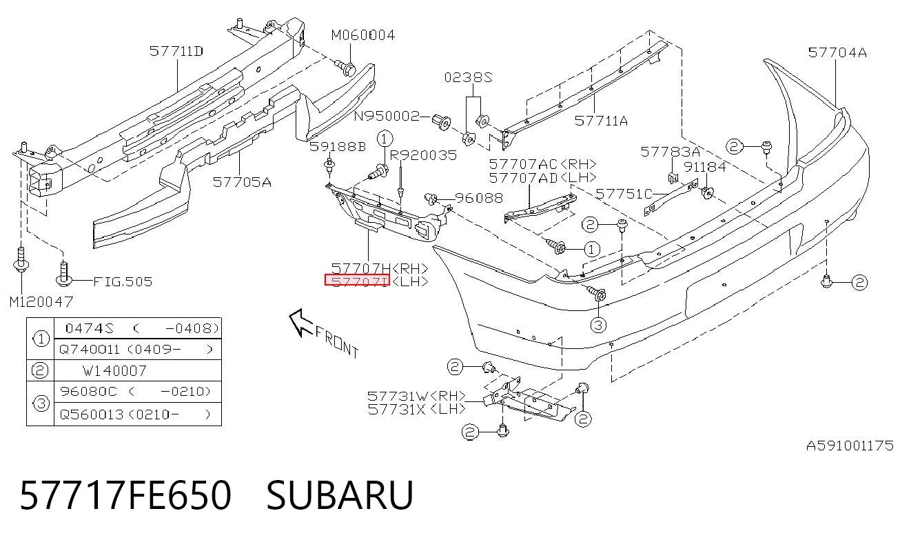 57717FE650 Subaru Кронштейн бампера заднього, лівий
