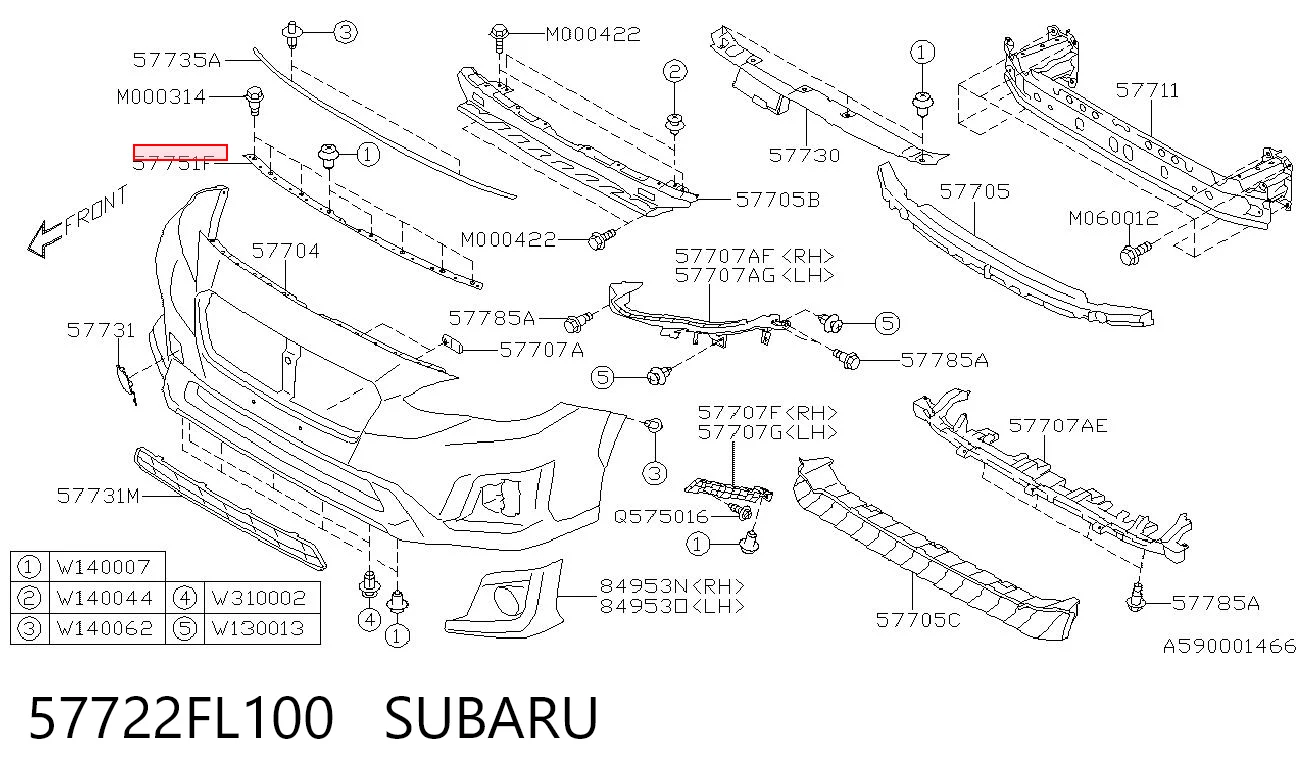 57722FL100 Subaru Кронштейн бампера переднього, центральний