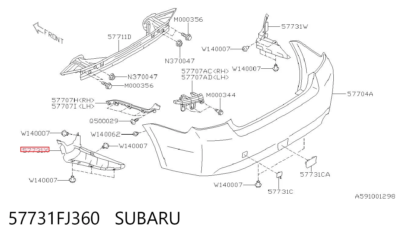 57731FJ360 Subaru Кріплення бамера ліве