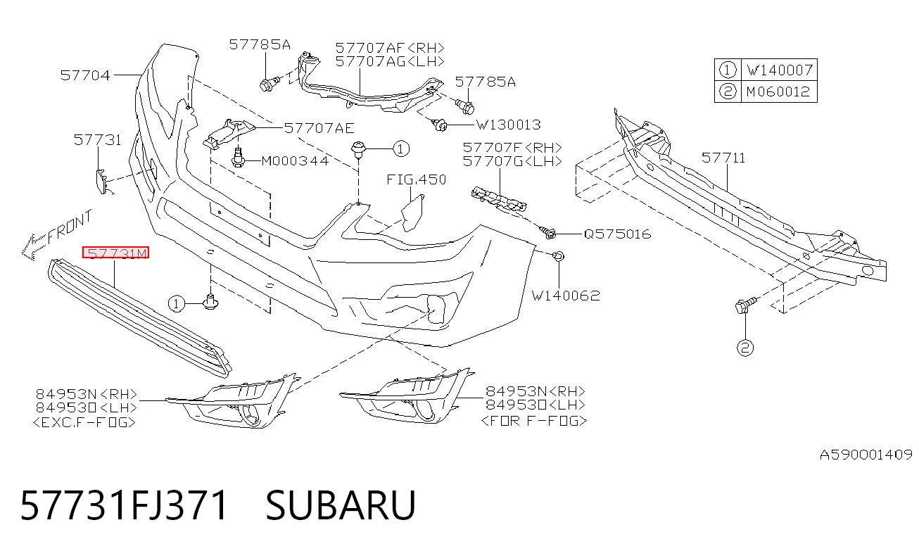 57731FJ371 Subaru Решітка переднього бампера