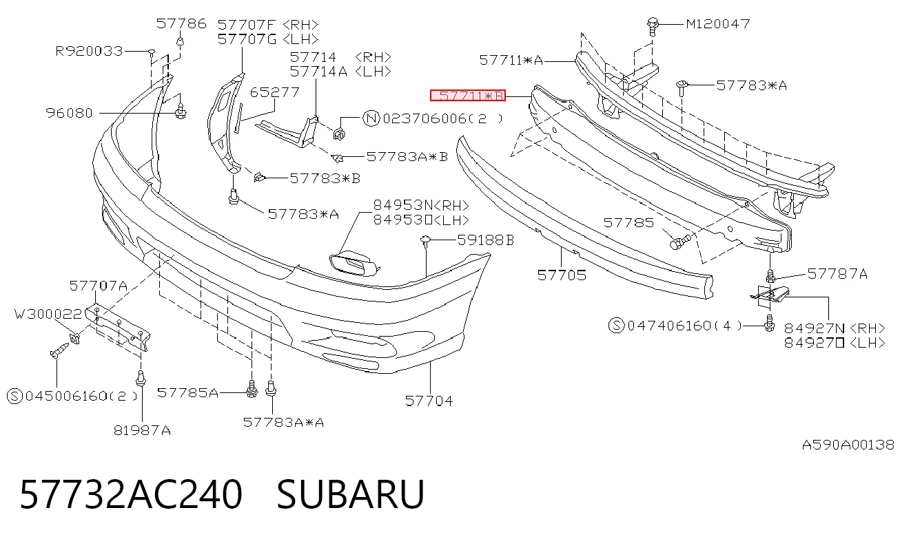 Шина бампера переднього Subaru Legacy II седан (BD, BG) (1994 - 1999) ціна, від 61.14 USD