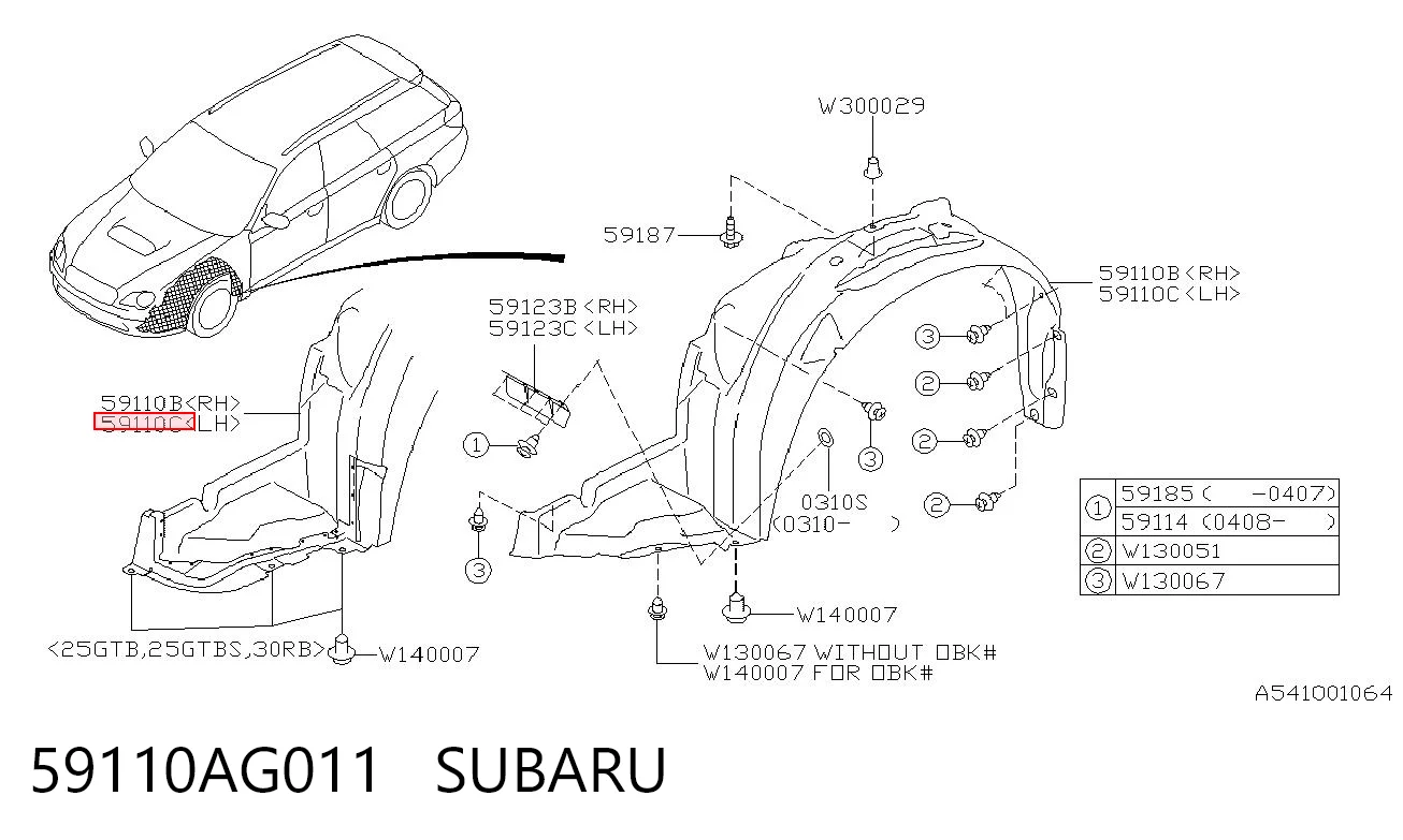 Підкрилок передній лівий на Subaru Legacy IV B13