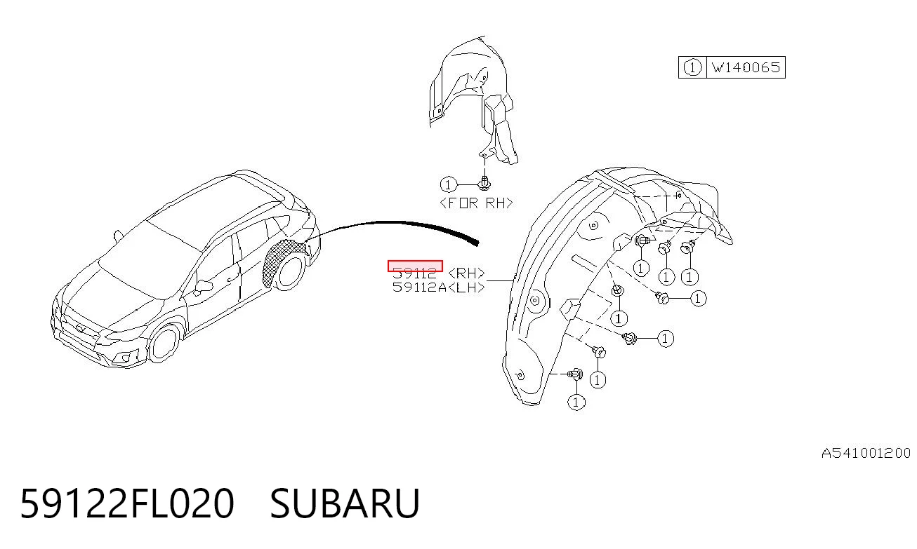 59122FL020 Subaru Підкрилок задній правий