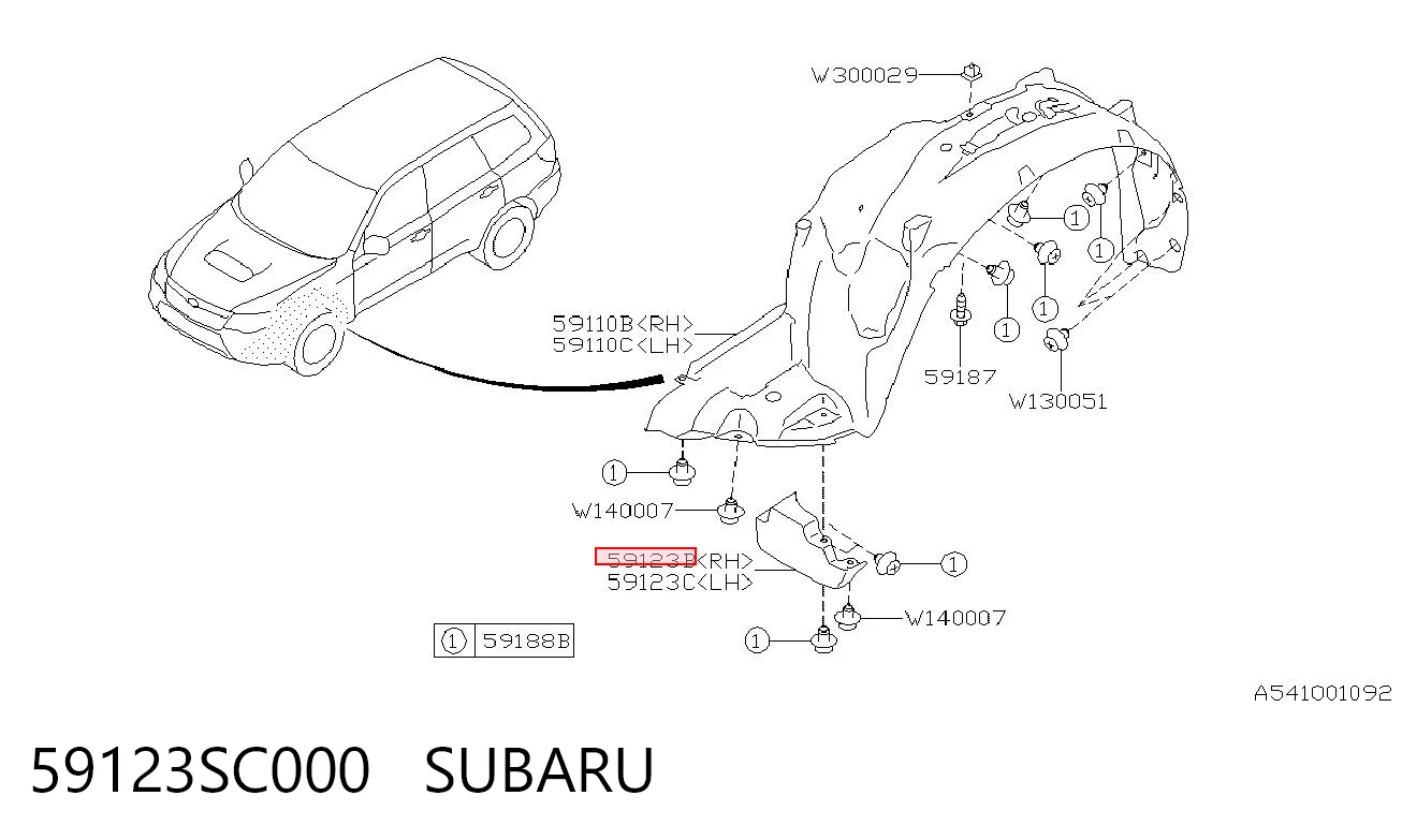 59123SC000 Subaru Бризковики передній, правий