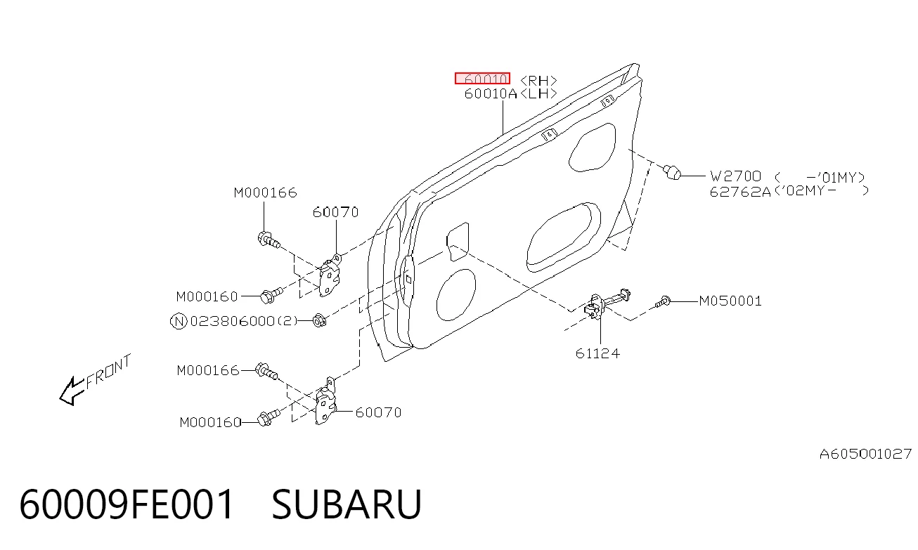 Пасажирські передні двері на Subaru Impreza II GD