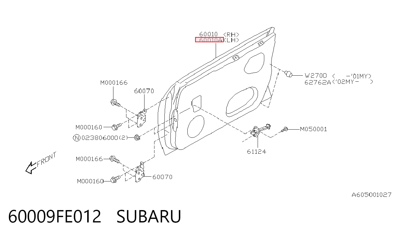 Двері передні, ліві Subaru Impreza II седан (GD) (1999 - 2009) ціна, від 55.21 USD