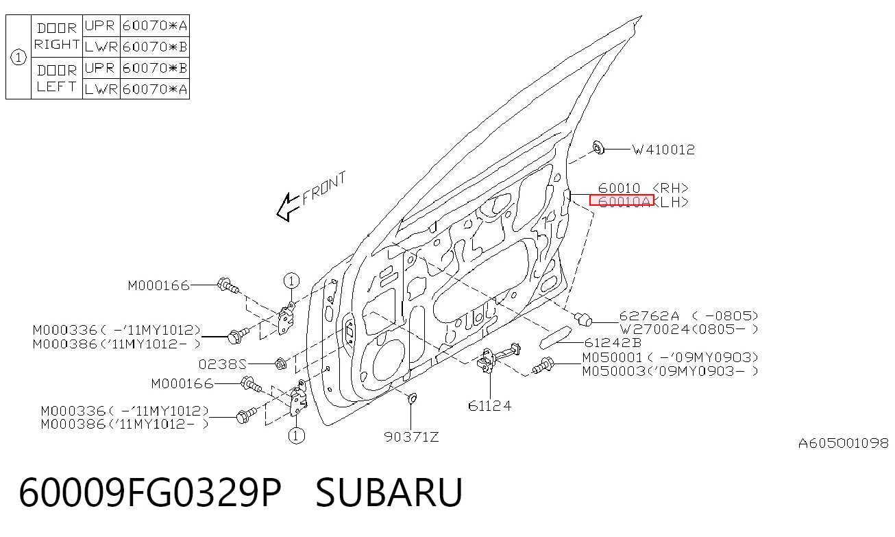 Дверь передня ліва на Subaru Impreza III GH