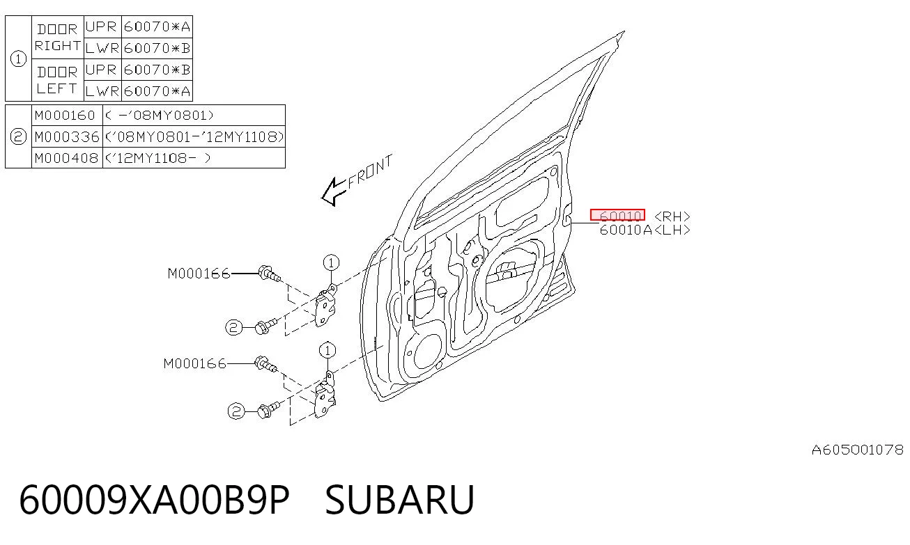 Пасажирські передні двері на Subaru Tribeca B9 