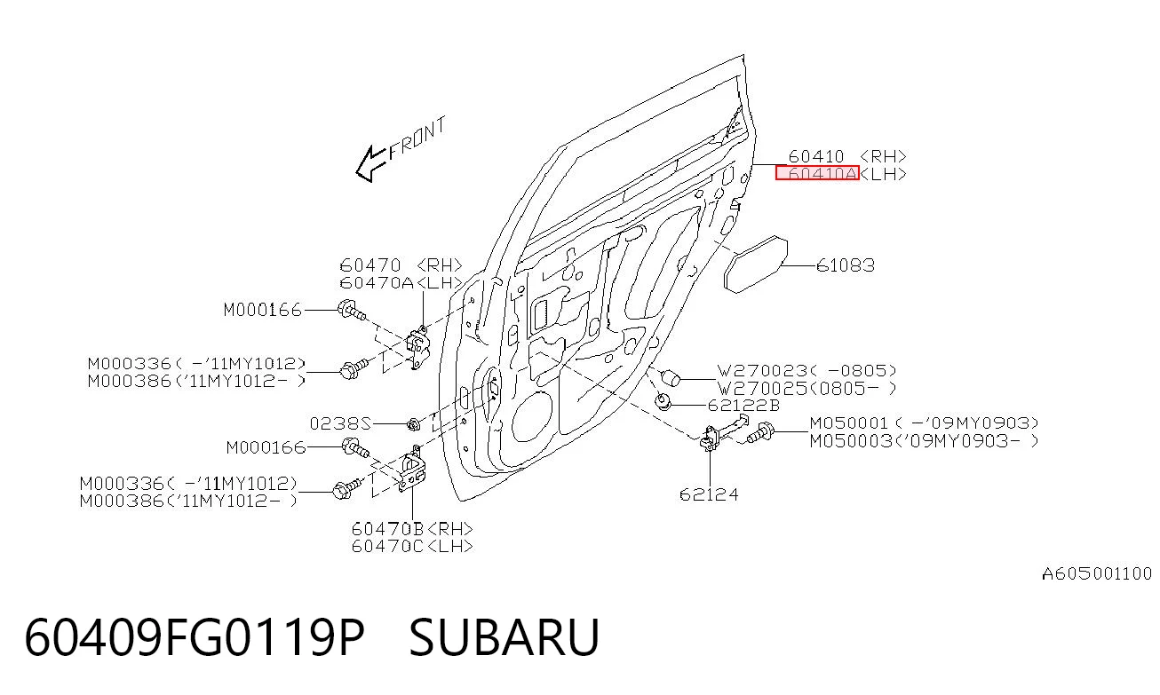 Двері пасажирськи задні ліві на Subaru Impreza III GH