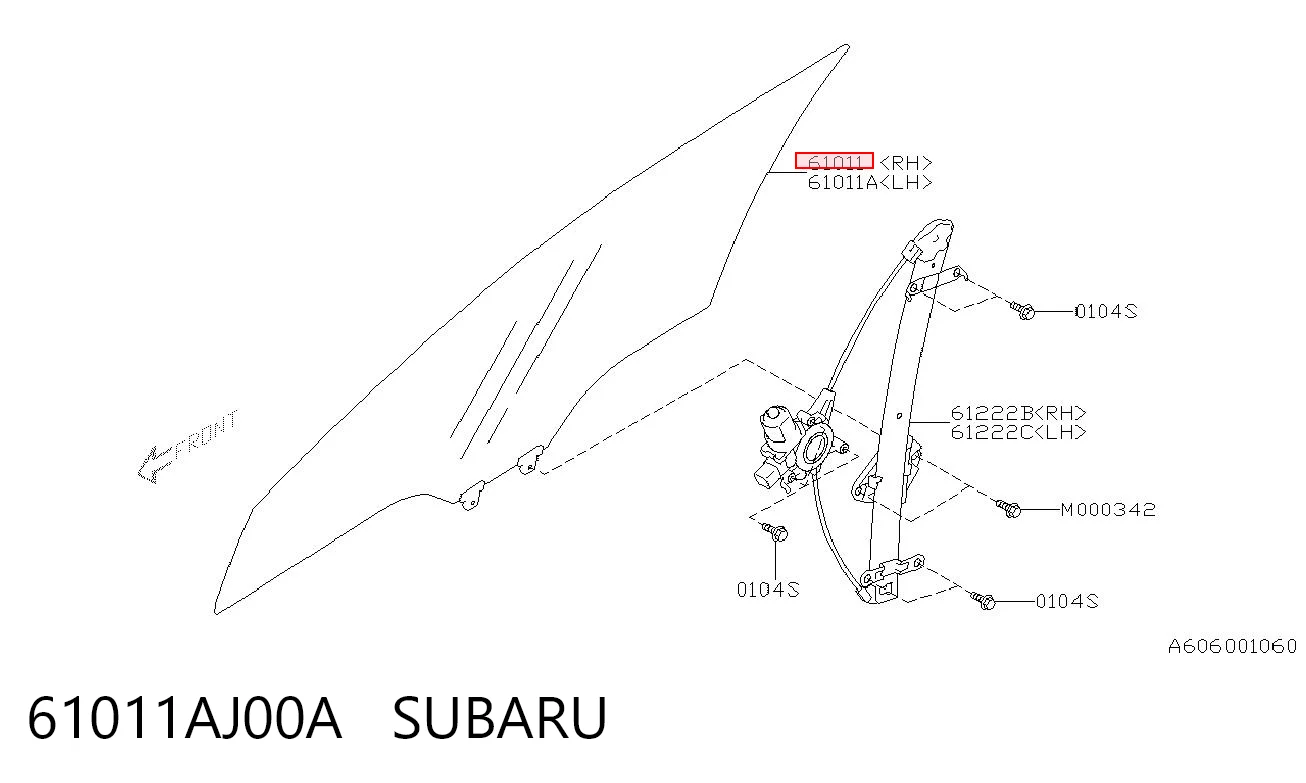 61011AJ00A Subaru Скло пасажирських дверей