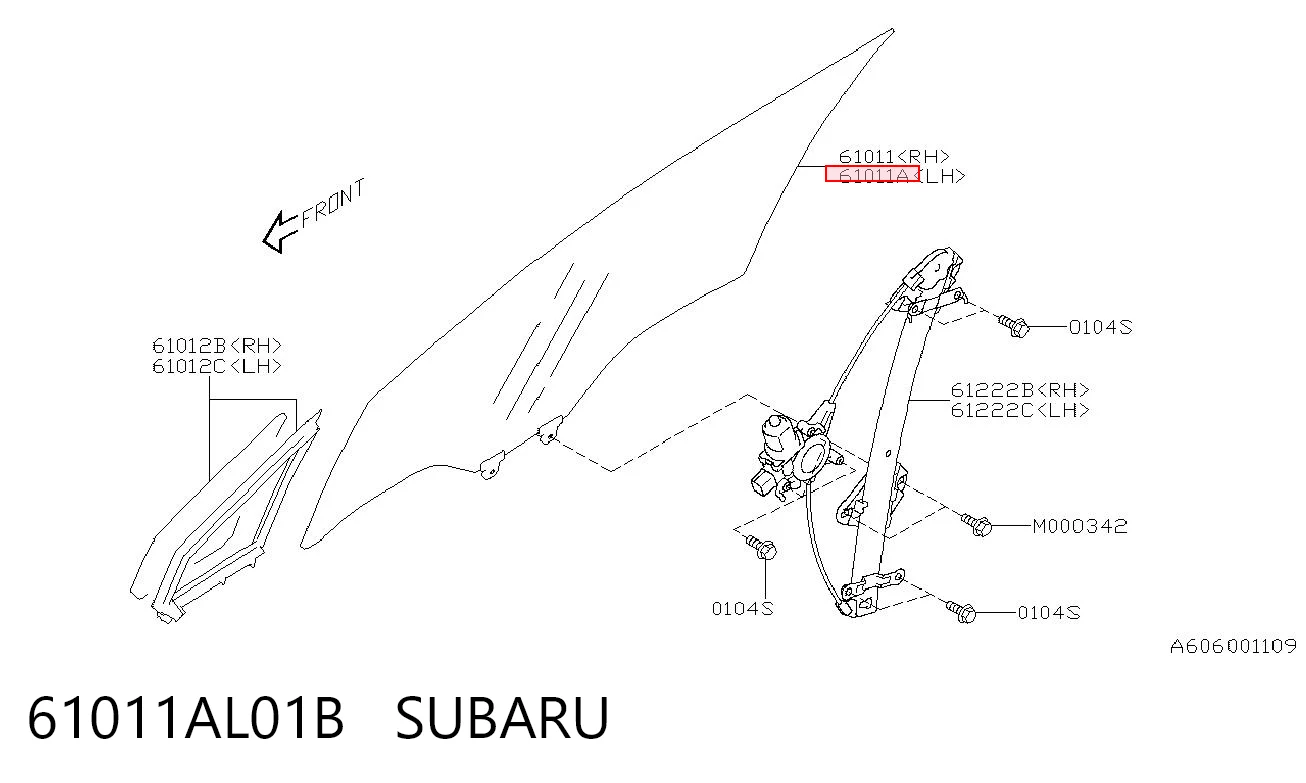61011AL01B Subaru Скло водійських дверей