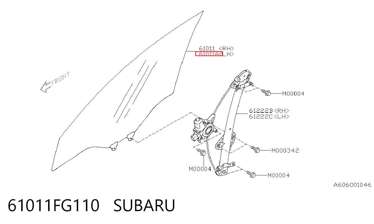 61011FG110 Subaru Скло водійських дверей