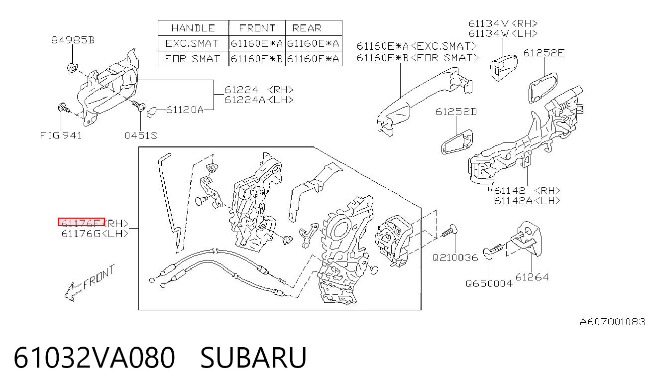 61032VA080 Subaru Замок двері правої передньої